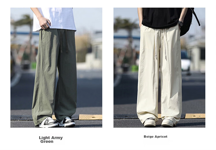 MARK FAIRWHALE Men's Ice Silk Thin Summer American Style Wide-Leg Casual Straight-Leg Sports Pants Youth Long Pants 11