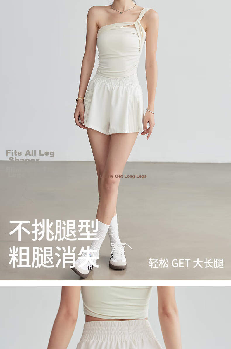 Free Style Women's Summer Sports Shorts Loose Breathable Fake Two-Piece Anti-Exposure Running Fitness Three-Quarter Tennis Yoga Pants 6