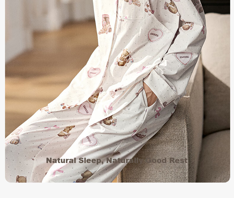 EMXEE Spring Summer Hypoallergenic Breathable Pure Cotton Maternity Nursing Pajamas Postpartum Maternity Homewear Set L 18