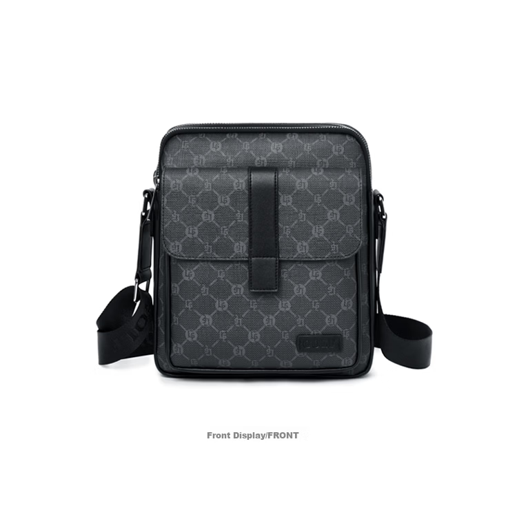 GOLF GOLF Men's Large Capacity Fashion Printed Single Shoulder Bag, Vertical Style, Suitable for iPad and Mobile Phone, Business Casual Small Square Bag, Men's Crossbody Bag, 5I798466J Gray with Black 20