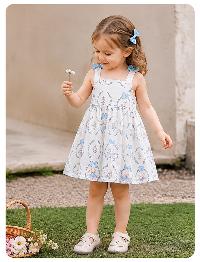 Babyprints Girls' Dress Baby Cotton Strap Dress Summer Baby Sweet Princess Dress Soft Breathable Yellow 90cm 12