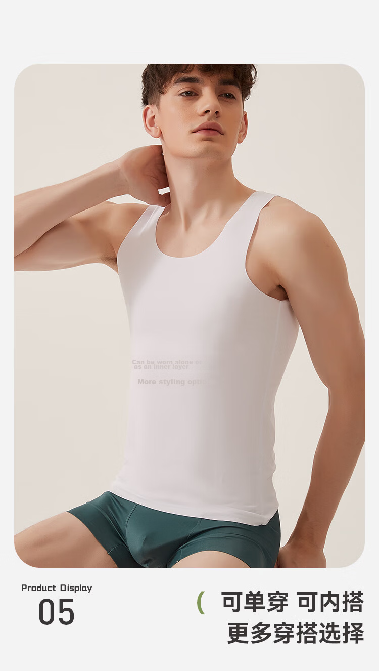 MiiOW 80S Modal Men's Tank Top, Spring And Autumn Ice Silk Seamless Sports Undershirt, Sleeveless Inner Layer, Cobalt Blue XL 10