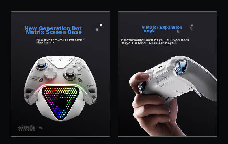Flydigi Octopus 5 Force Feedback Elite Wireless Game Controller with Adjustable Force Alloy Joystick [Limited Time Joystick Cap Set] Shadow Blade Zero 6
