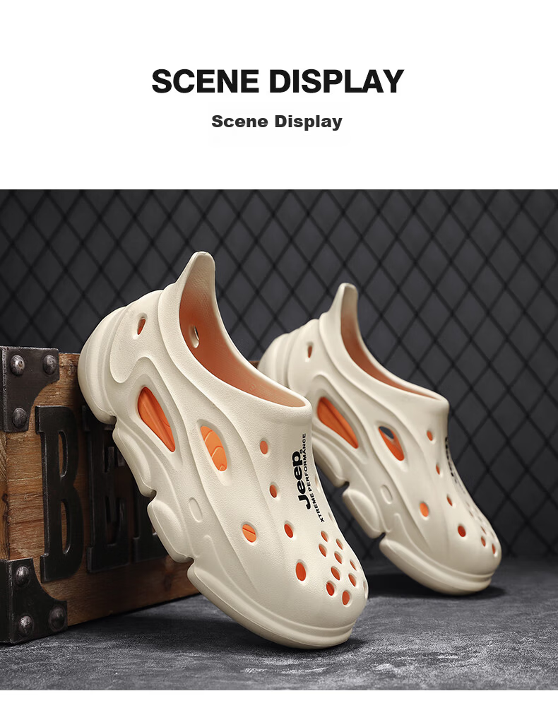 Jeep Unisex Casual Clog Shoes Couple Matching Sports Outdoor Driving Shoes Beige Orange Size 41 14