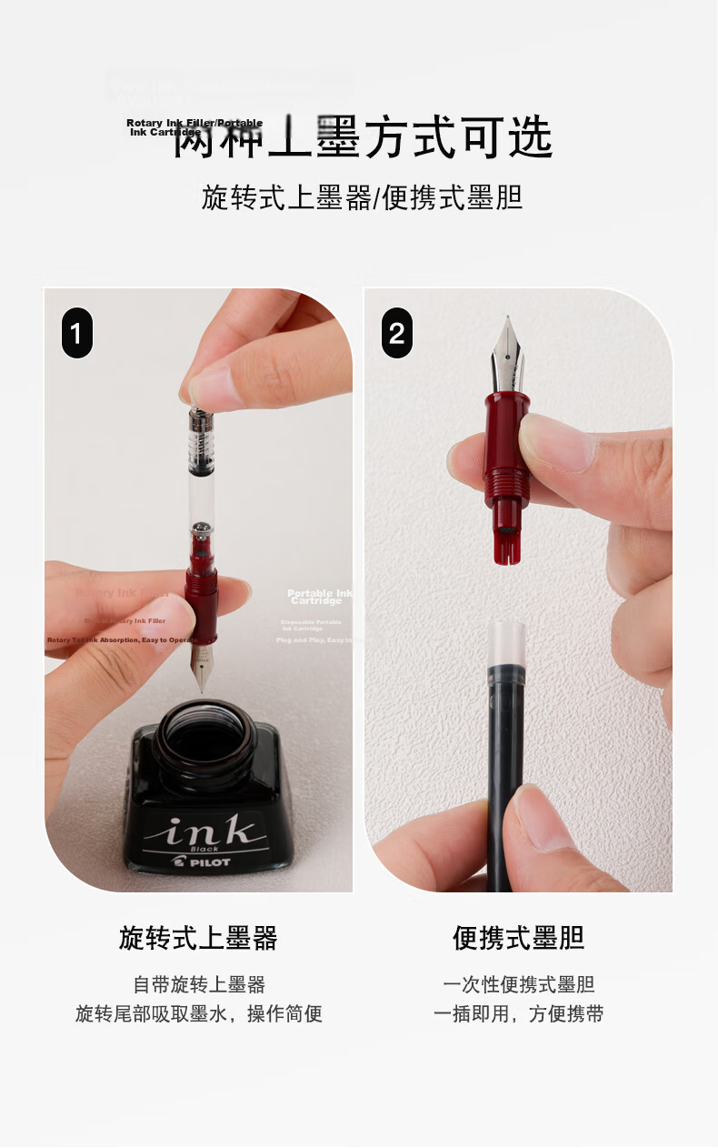 PILOT Fine Long Pen Fountain Pen for Male And Female Hand-Drawing Sketching Calligraphy Practice Students Adults Fountain Pen DPP-70 F Nib Red 10