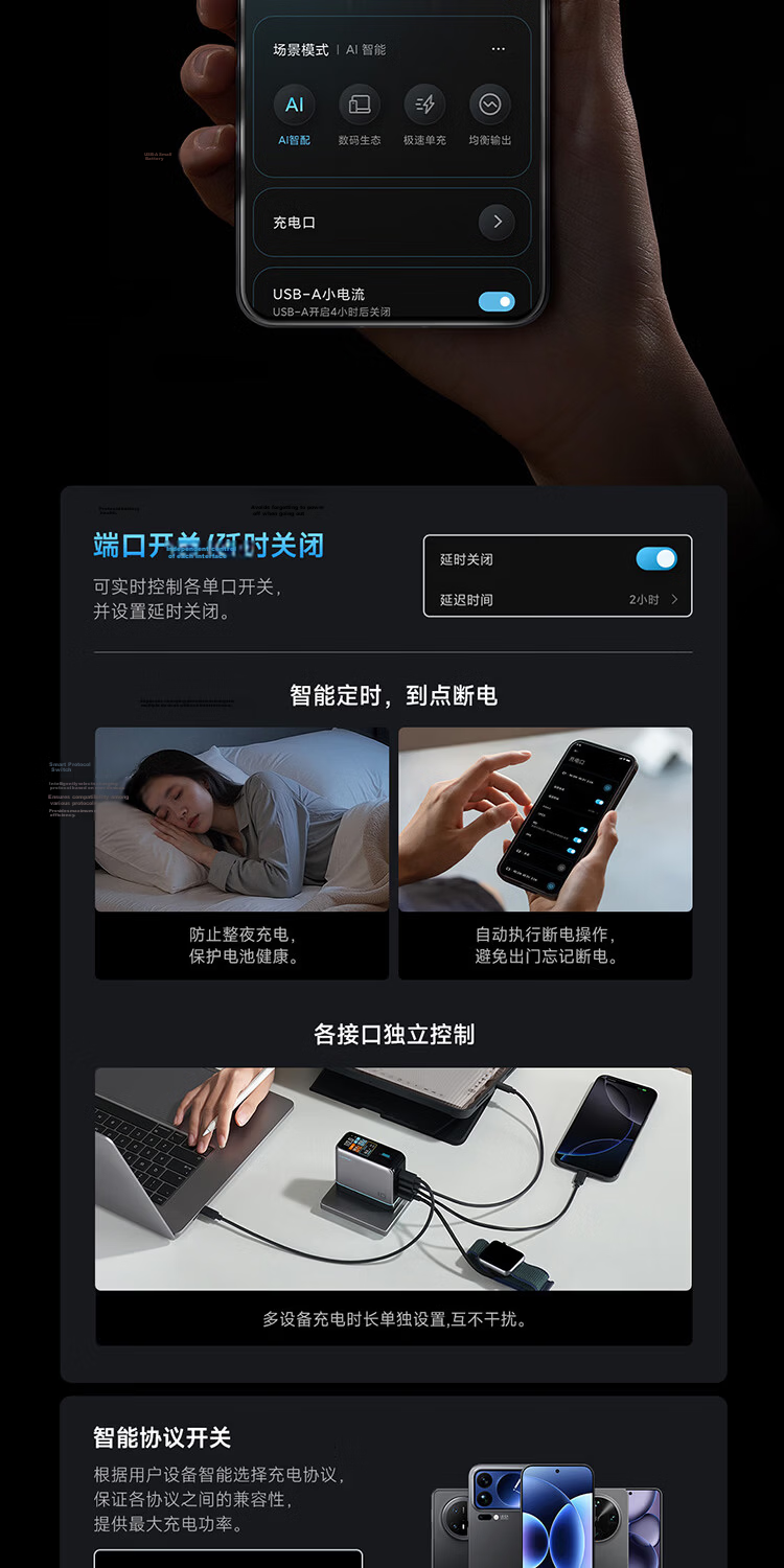 CUKTECH CoolState GaN Ultra 10 Super Power 120W Multi-Port Fast Charger Compatible with Mijia App PPS 100W Laptop Apple Xiaomi 8