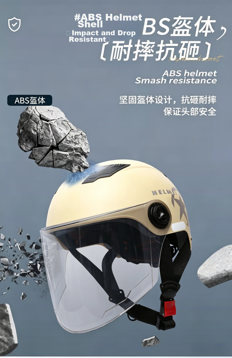 Adandyish Motorcycle Helmet 3C Certified New National Standard A Electric Bike Helmet Unisex Summer Sun Protection Safety Cap Four Seasons Lightweight Half Helmet 805 Matte Black 2