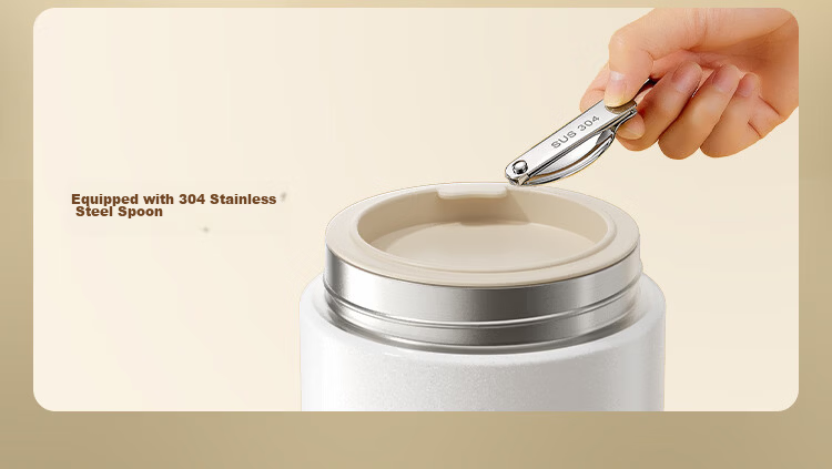 JD Jingzao Insulated Lunch Box Insulation Bucket 304 Stainless Steel Double Layer 1.2L with Spoon for Office Workers and Primary Students 8