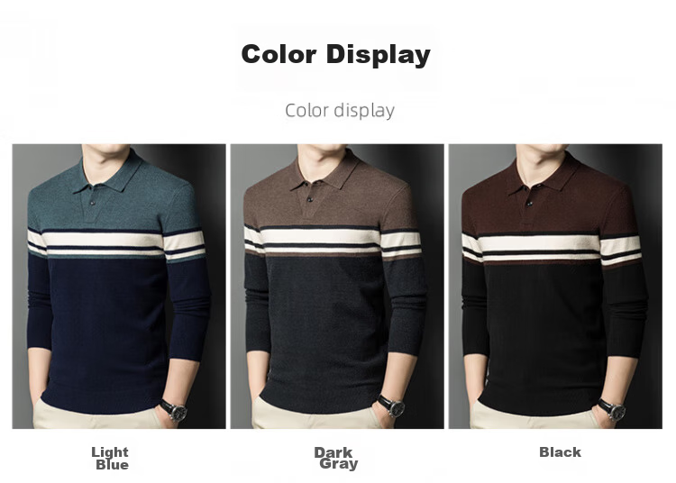 Hengyuanxiang [Wool Included] Men's Long Sleeve T-Shirt Autumn Winter Thickened Warm Knitted Base Shirt Sweater Dark Gray 4XL 6