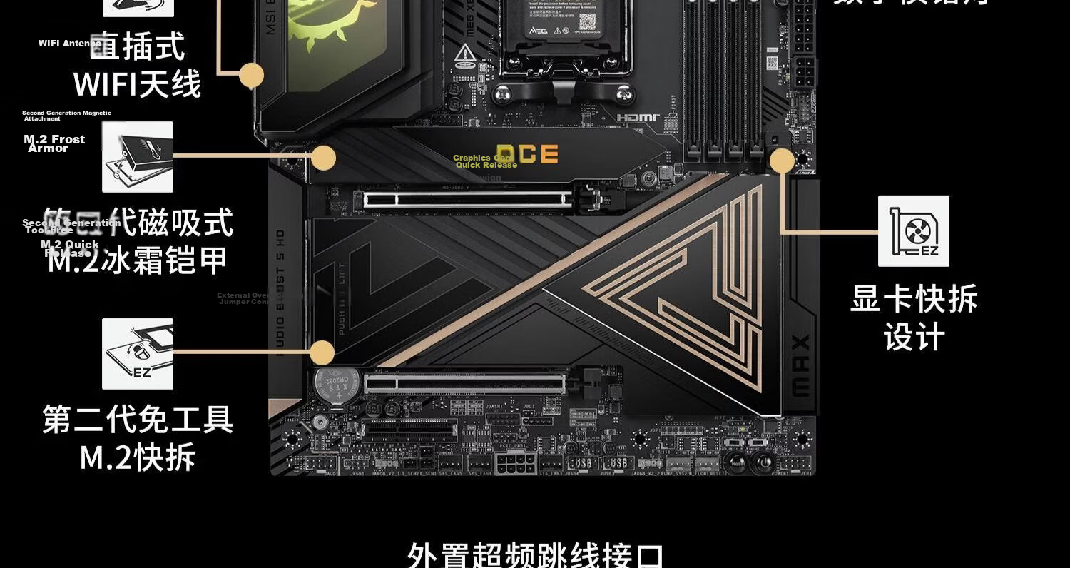 MSI MEG X870E ACE MAX War God Motherboard Compatible with CPU 9950X3D2/9800X3D/9850X3D (AMD X870E/AM5 Socket) 11