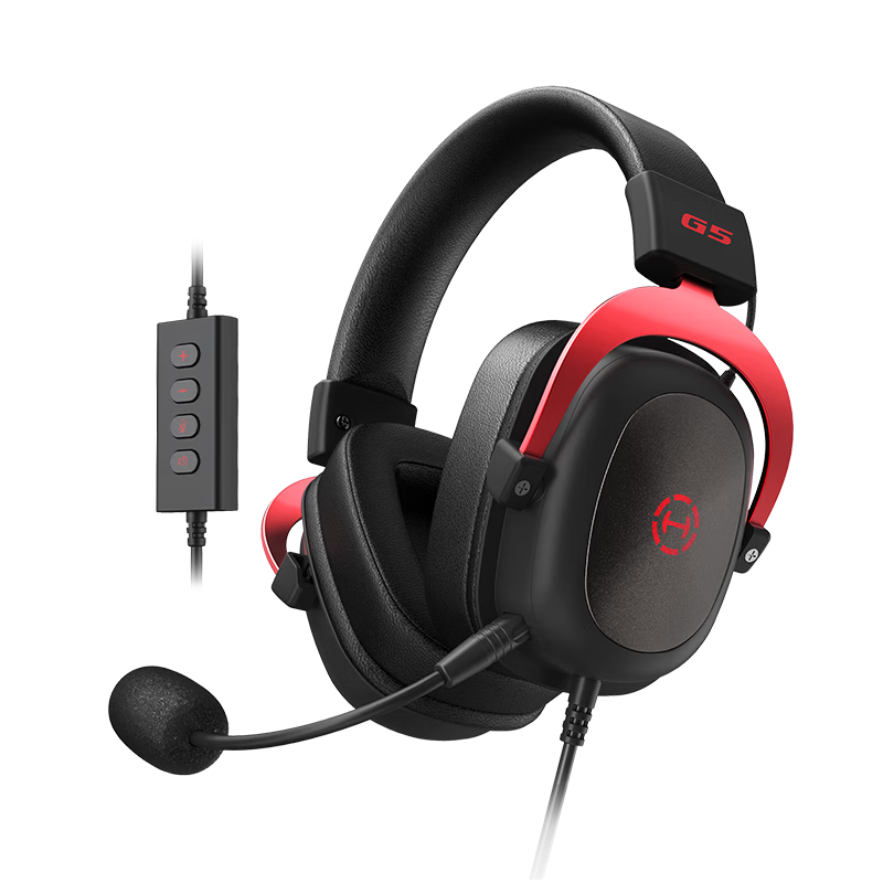 EDIFIER HECATE G5 Wired Professional Tournament-Grade Over-Ear Gaming Headset USB 7.1 Channel PC FPS Headphones Noise-Cancelling Microphone Black and Red