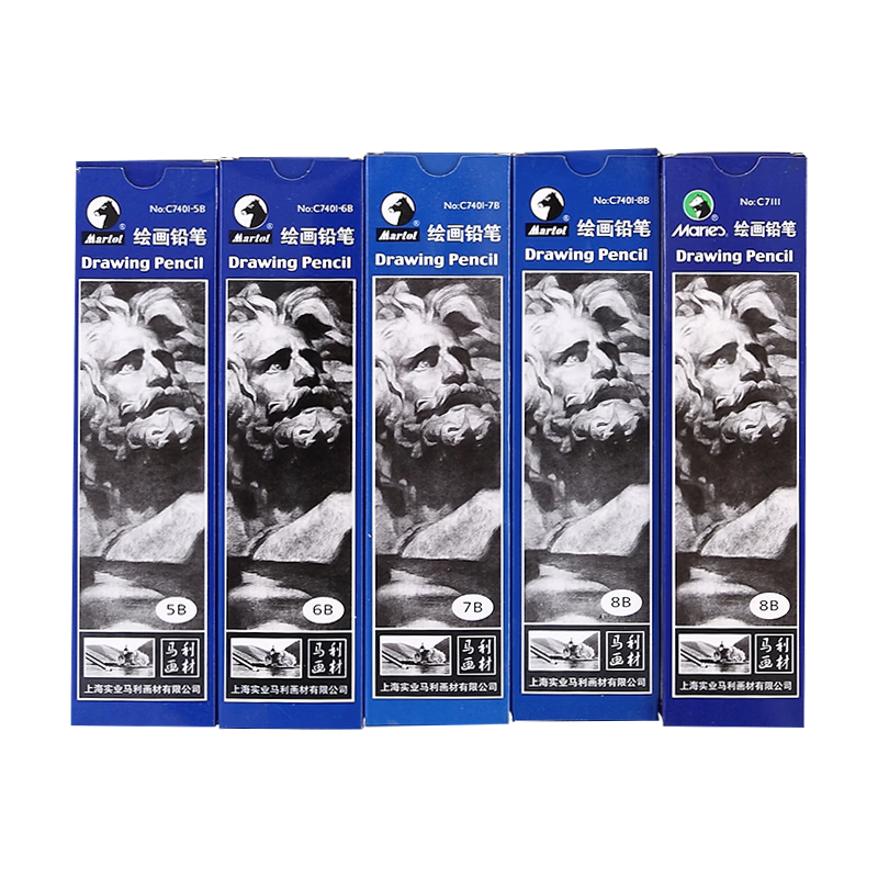 Marie's 6B Drawing Pencils 12-Pack Hexagonal Wooden Charcoal Sketching Pencils for Students Beginners Exam Use