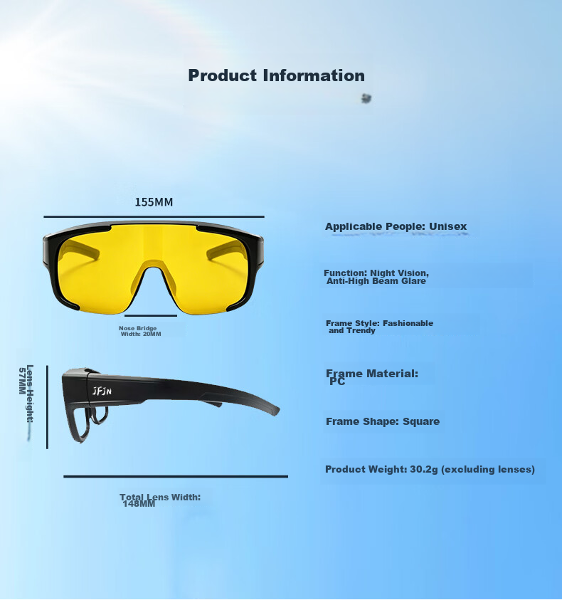 JFJN Night Vision Glasses Myopia Clip-On Cycling Mountaineering Sunglasses Driving Anti-Glare High Beam Protective Goggles HW001 17