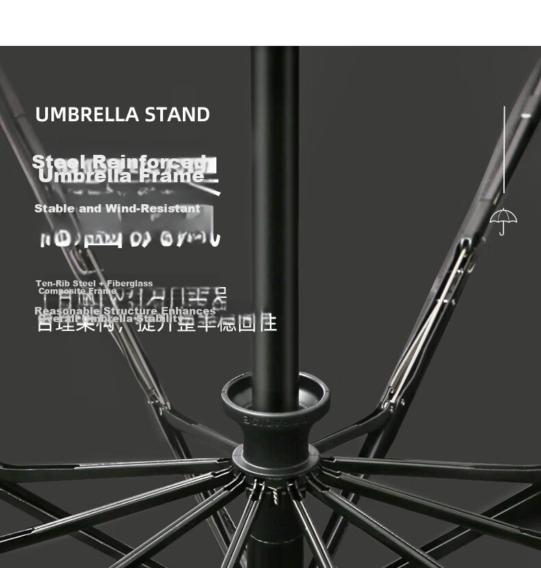 Tiantangshan Fully Automatic Folding Sun Umbrella, 10-Rib Reinforced, One-Button Open/Close, Jinglan Reverse Sun Protection, Suitable for Both Sunny And Rainy Days, Deep Navy Blue 9
