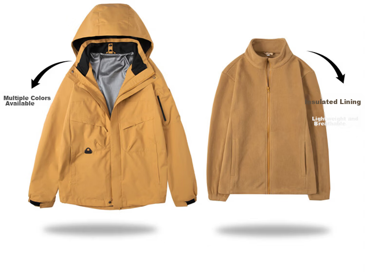 JEEP Men's Autumn Winter 3-in-1 Jacket Fleece Lined Workwear Amber Gold XL 5