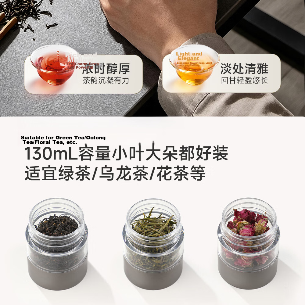 Fuguang Black Gold Titanium Insulated Tea Separation Water Bottle Pure Titanium Tea Cup High-End Gift JD Exclusive Silver 7