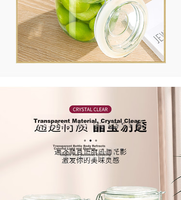 Baijie Glass Sealed Jars 3-Pack 1000ml Storage Jars Household Glass Bottles for Wine, Pickles, and Preserving Garlic 4