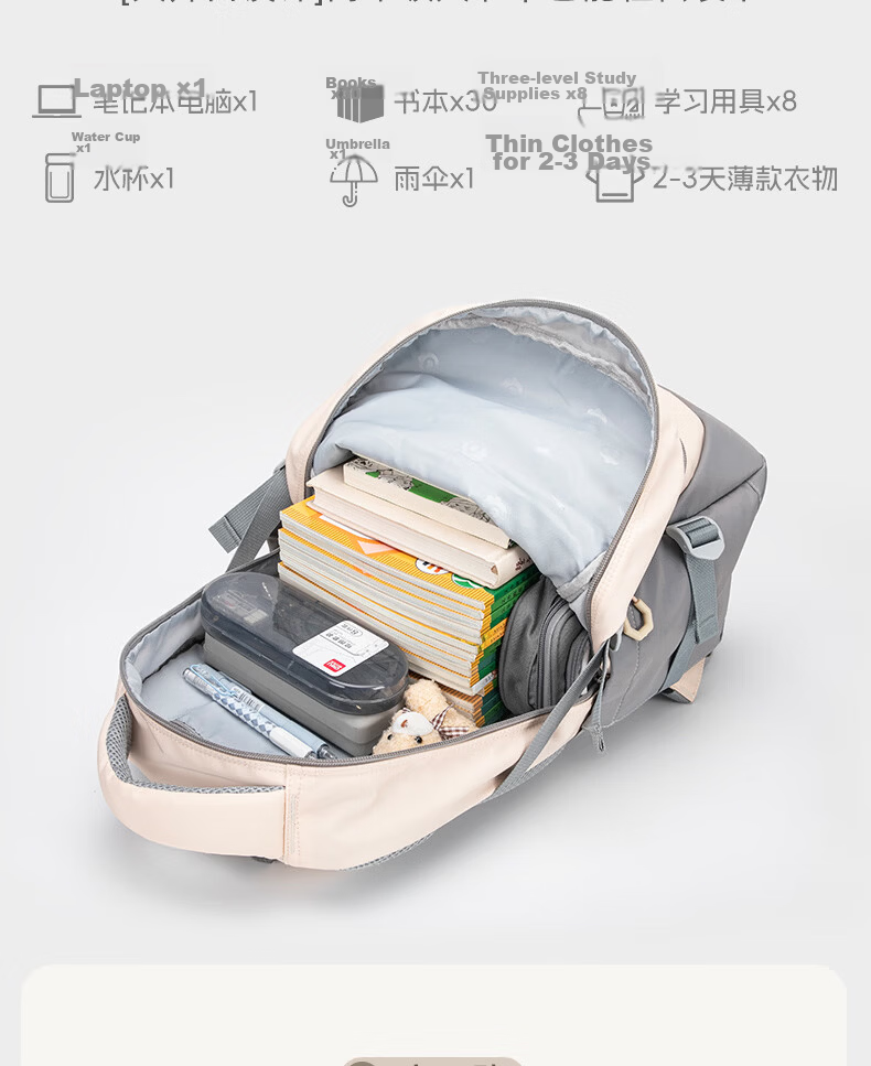 ZUONU Middle School Student Backpack Large Capacity Multi-Compartment Backpack for Boys And Girls High School Students Simple Double Shoulder Bag Black 10