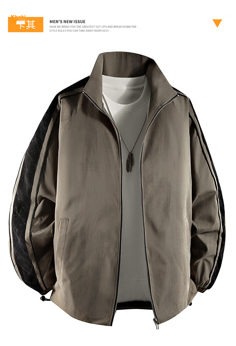 JEEP SPIRIT Men's Jacket Casual High-End Sporty Stand Collar Spring Autumn Outerwear 14
