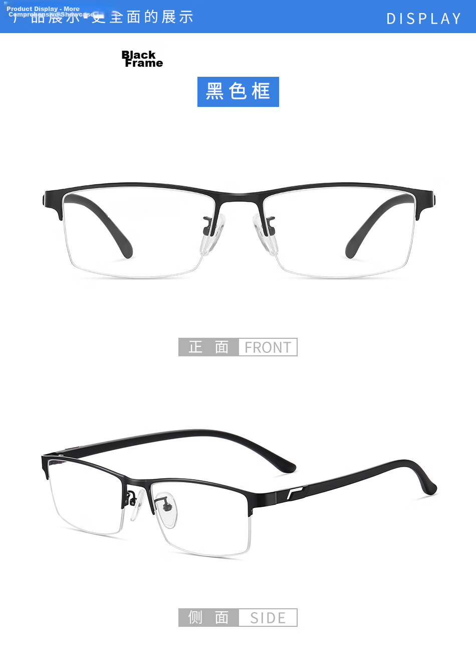DRATRA Semi-Rimless Men's Myopia Blue Light Blocking Radiation Optical Glasses Frame with Prescription Astigmatism Photochromic Lenses Business Style 10