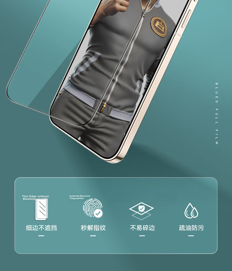 BLUEO Tempered Glass Screen Protector for Huawei Pura90 Pro / Pura80 / Pura70 / Oppo Find X8 - HD Ultra-Thin Anti-Fingerprint Shockproof Protective Film 3