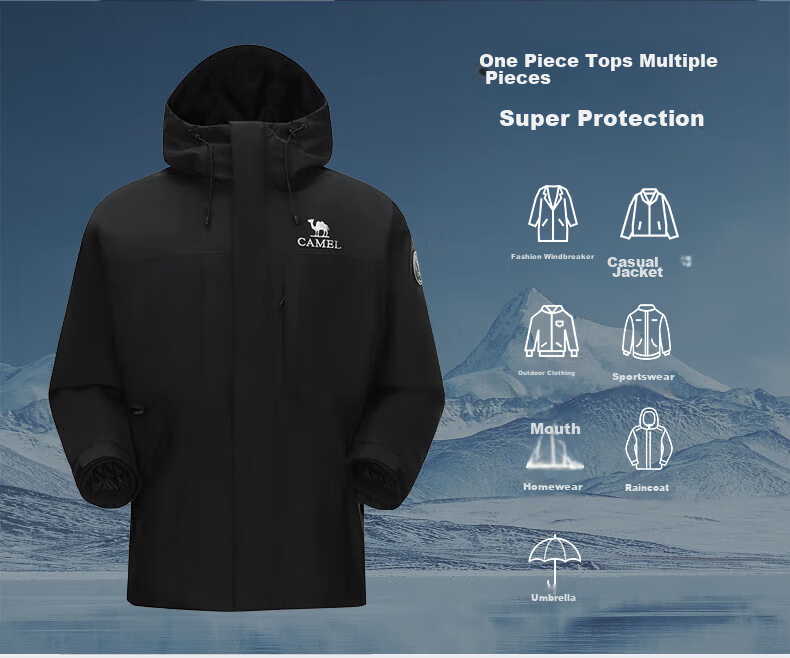 Camel [Wang Junkai Edition] Outdoor 3-in-1 Waterproof Mountaineering Jacket Unisex New Arrival 10
