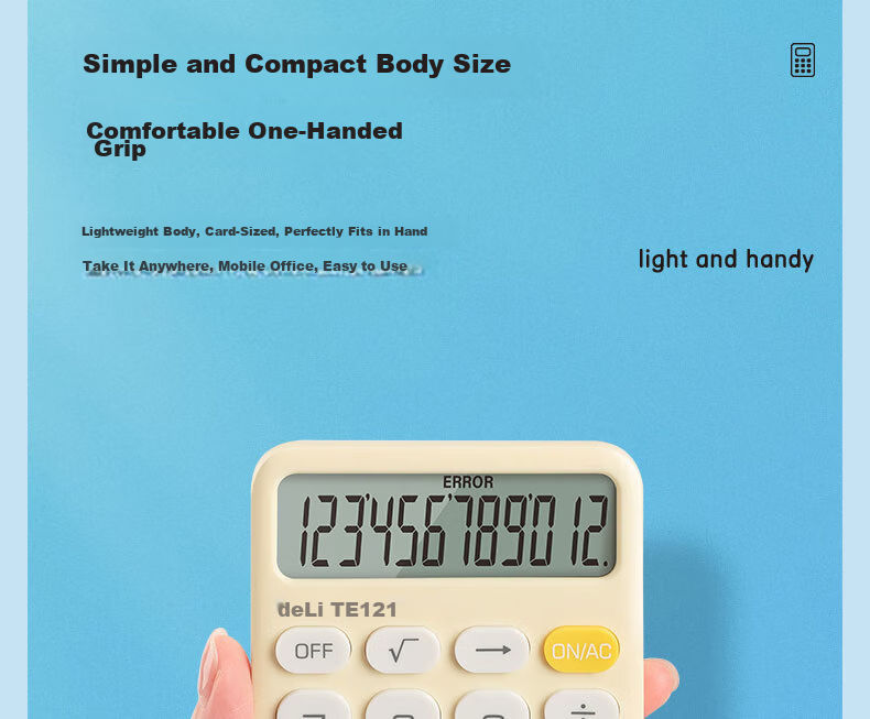 Deli Lightweight Portable Calculator 12-Digit Display Financial/Personal Calculator for Kids Office/Study Supplies TE121 Yellow 5