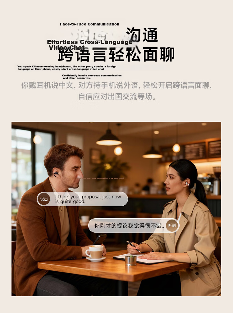 BASEUS MC1 AI Translation Bluetooth Headphones, Clip-On Open-Style Non-In Small Cloud Air Conduction Sports Call Noise Reduction, Suitable for Apple And Huawei Phones 33