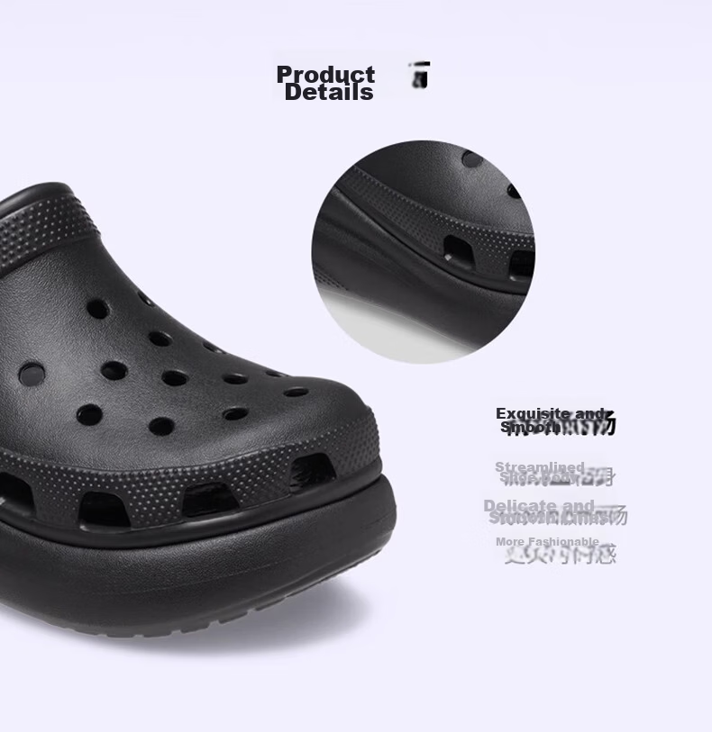 CROCS Men's And Women's Clog Sandals, Outdoor Casual Fashion Platform Slip-On Beach Shoes, 207521-001, Size 37-38 5