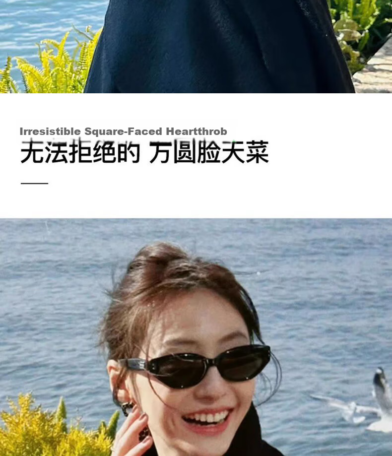 Boshide Cat Eye Sunglasses GM High-End Black Frame Gray Lens Sunglasses for Men and Women 7