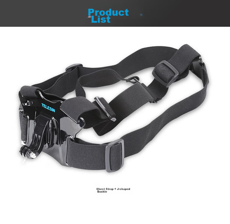 TELESIN Compatible Chest Strap for GoPro, DJI Action 4 5pro/6 Chest Mount, Sports Camera Chest Strap, Insta360 First-Person View Shooting Bracket, Nano Chest Strap 26
