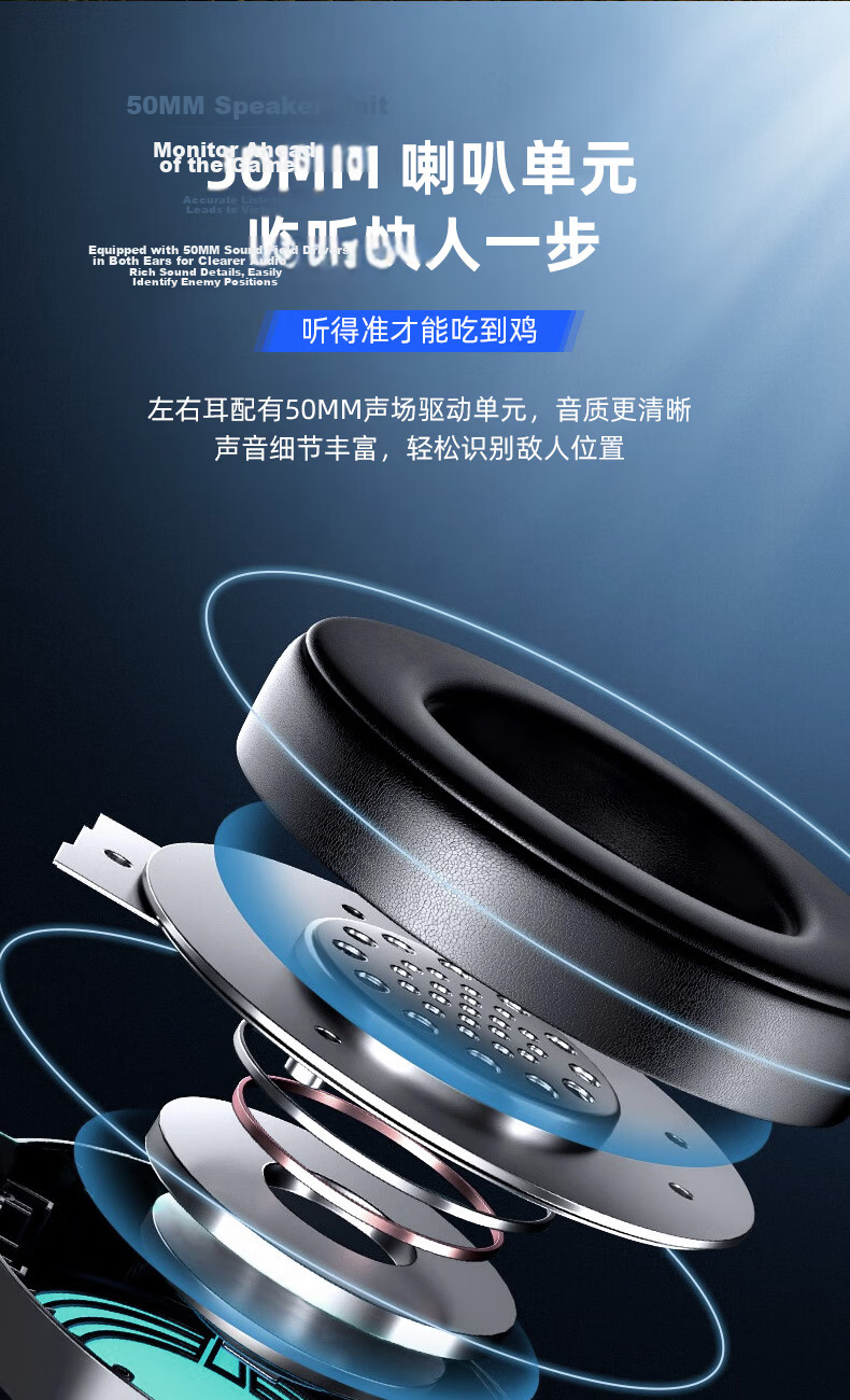 HP GH10 Gaming Headset, Over-Ear Wired Headphones with Microphone, Noise-Canceling, Stereo Sound, E-Sports Gaming, Black Myth: Wukong, USB Interface 4