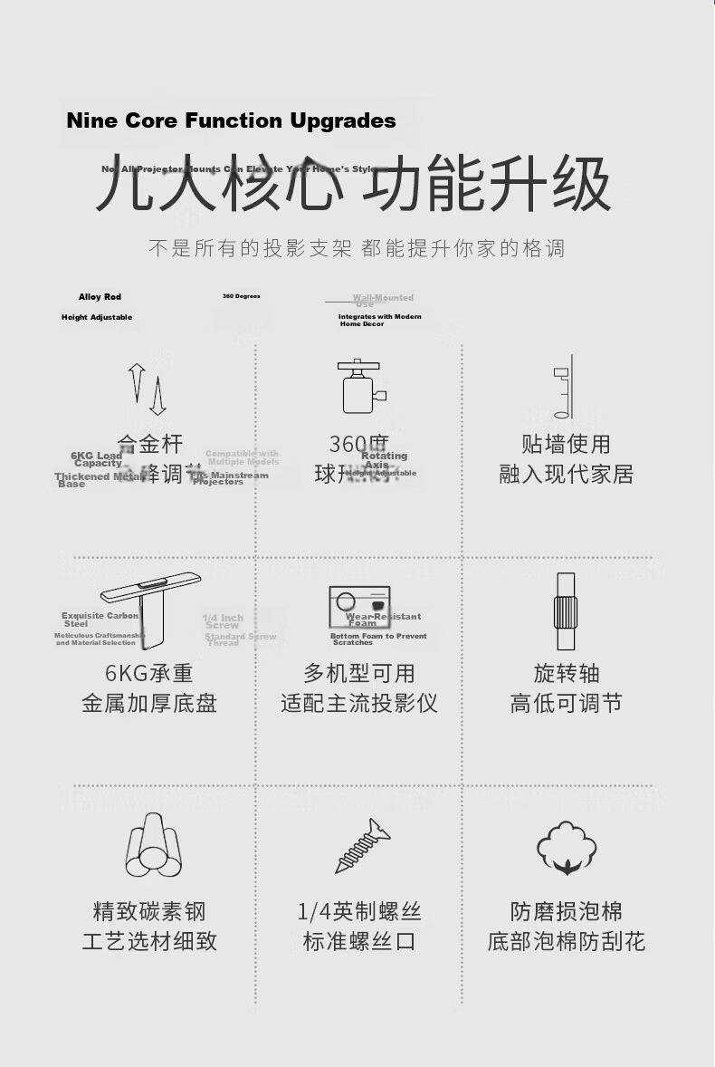 Kuaiduo House Projector Stand Thickened and Reinforced Floor Stand Heavy-Duty Universal Adjustable Projector Bracket for XGIMI, JmGO, Xiaomi, Dangbei, and Dayangcheng 2