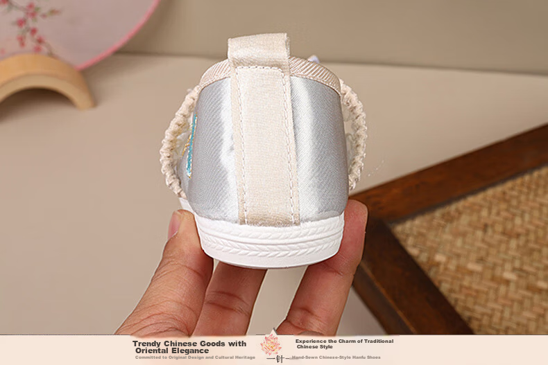 Romon Children's Embroidered Shoes Chinese Style Spring Autumn Tang Suit Performance Cloth Shoes Summer Hanfu Girls Shoes Pink Size 34 17