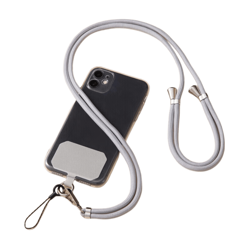 Dipuer Phone Strap Neck Strap Crossbody Adjustable Retractable Anti-Loss Universal Phone Case Durable Long Style Light Gray [Ring Holder + Clip]
