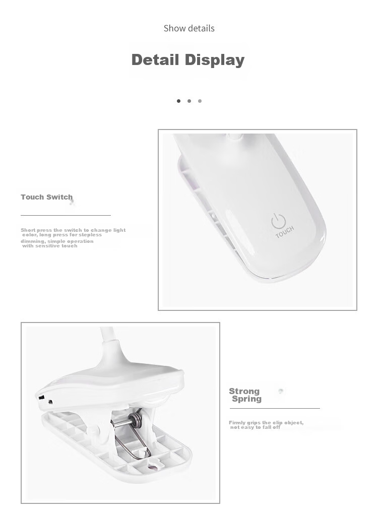 Heartfelt Clip-on Charging Desk Lamp Eye Protection Reading Bedside Lamp for Students Dormitory Study Bedroom Small Table Lamp 11