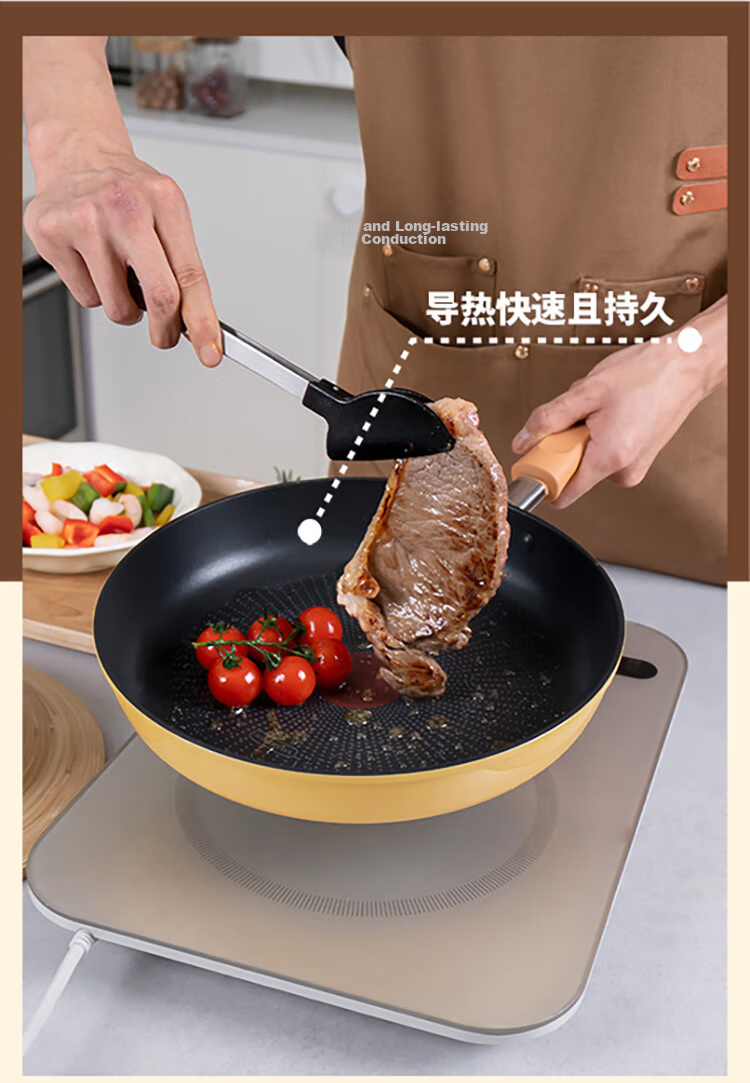 SUPOR 28cm Yellow Non-Stick Frying Pan with Red Dot Oil Concentration Steak and Breakfast Skillet Compatible with Induction Cookers 8