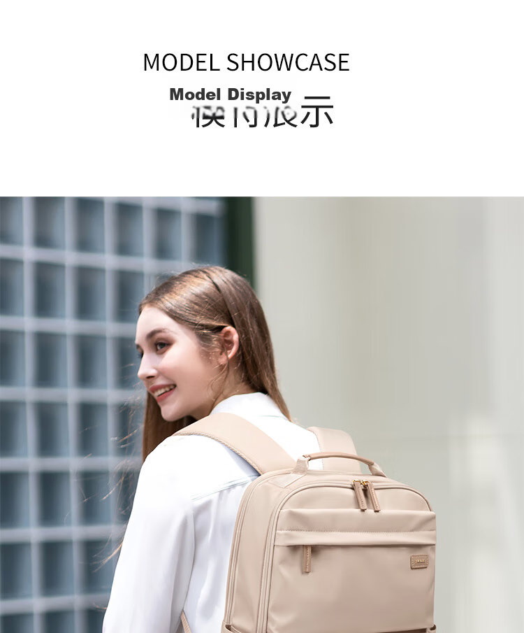POLO Women's Lightweight Backpack Large Capacity Student School Bag 15-inch Laptop Bag Business Commuter Travel Bag 16