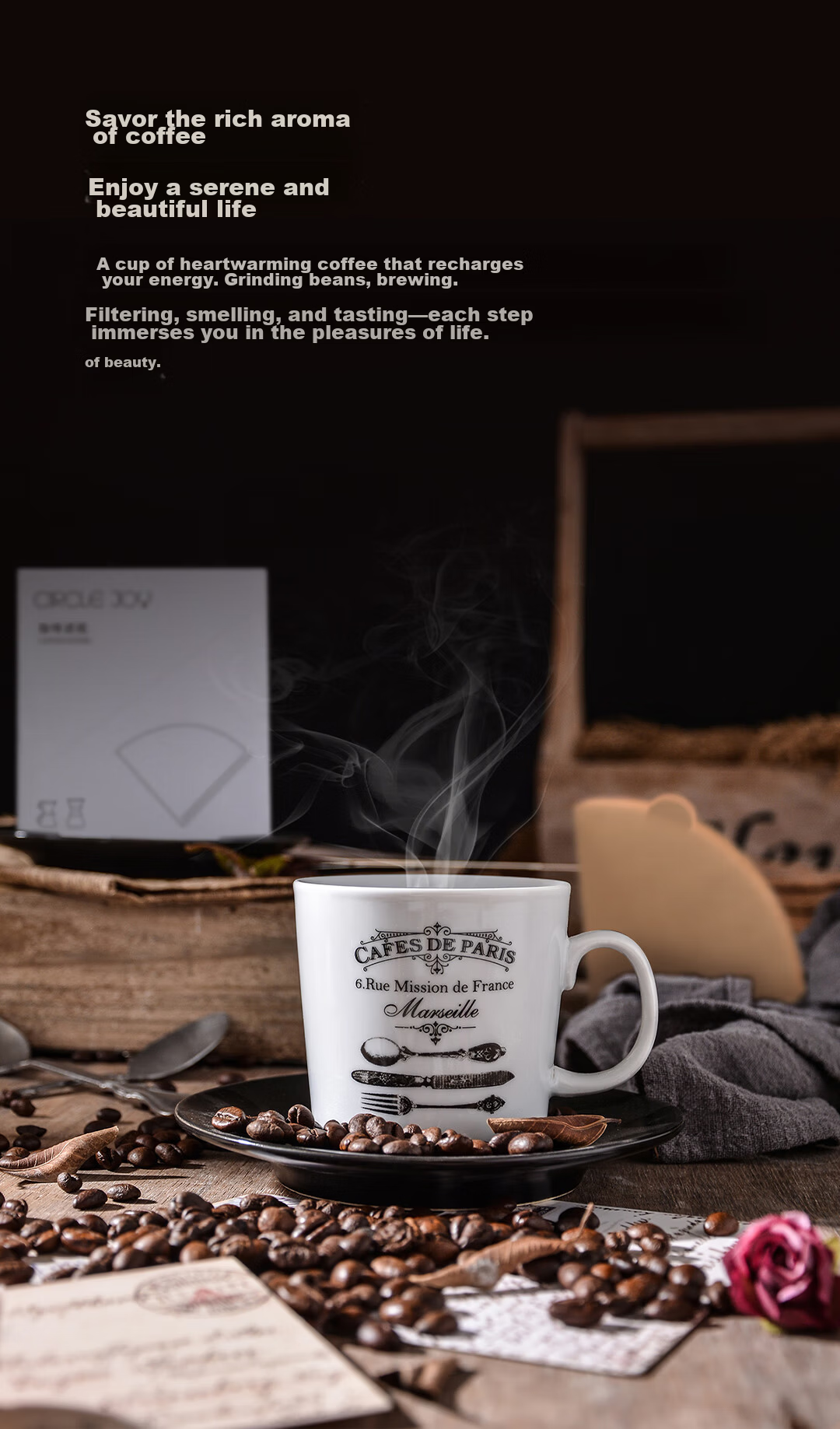 CLITON Fan-Shaped Coffee Filter Paper, Drip Coffee Pour-Over Filter, Cup Filter Paper for 2-4 Servings, 100 Sheets 2