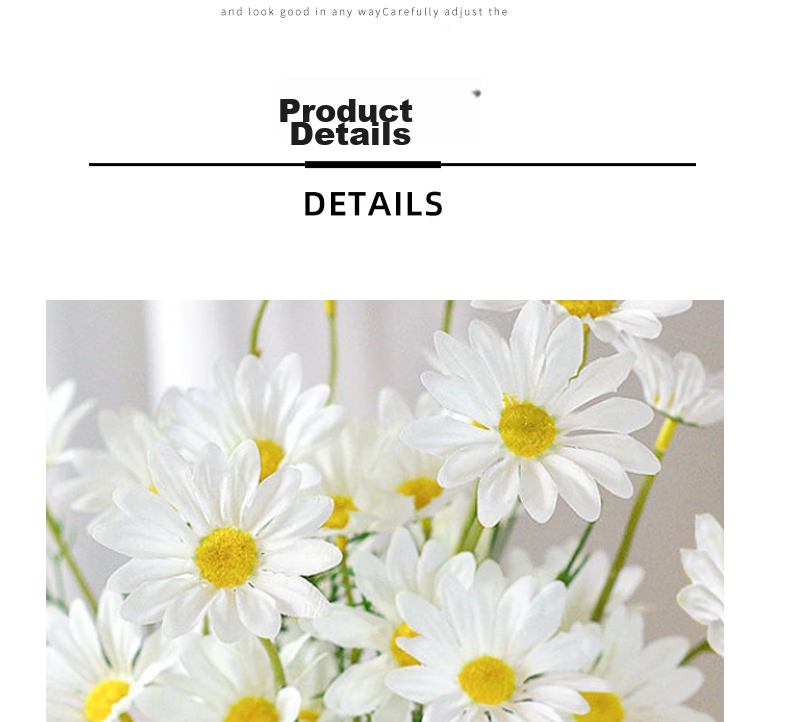 Shengshi Taibao Artificial Daisy Flowers Silk Plastic Flower Decoration Set of 5 for Living Room Dining Table Desktop Decor 11