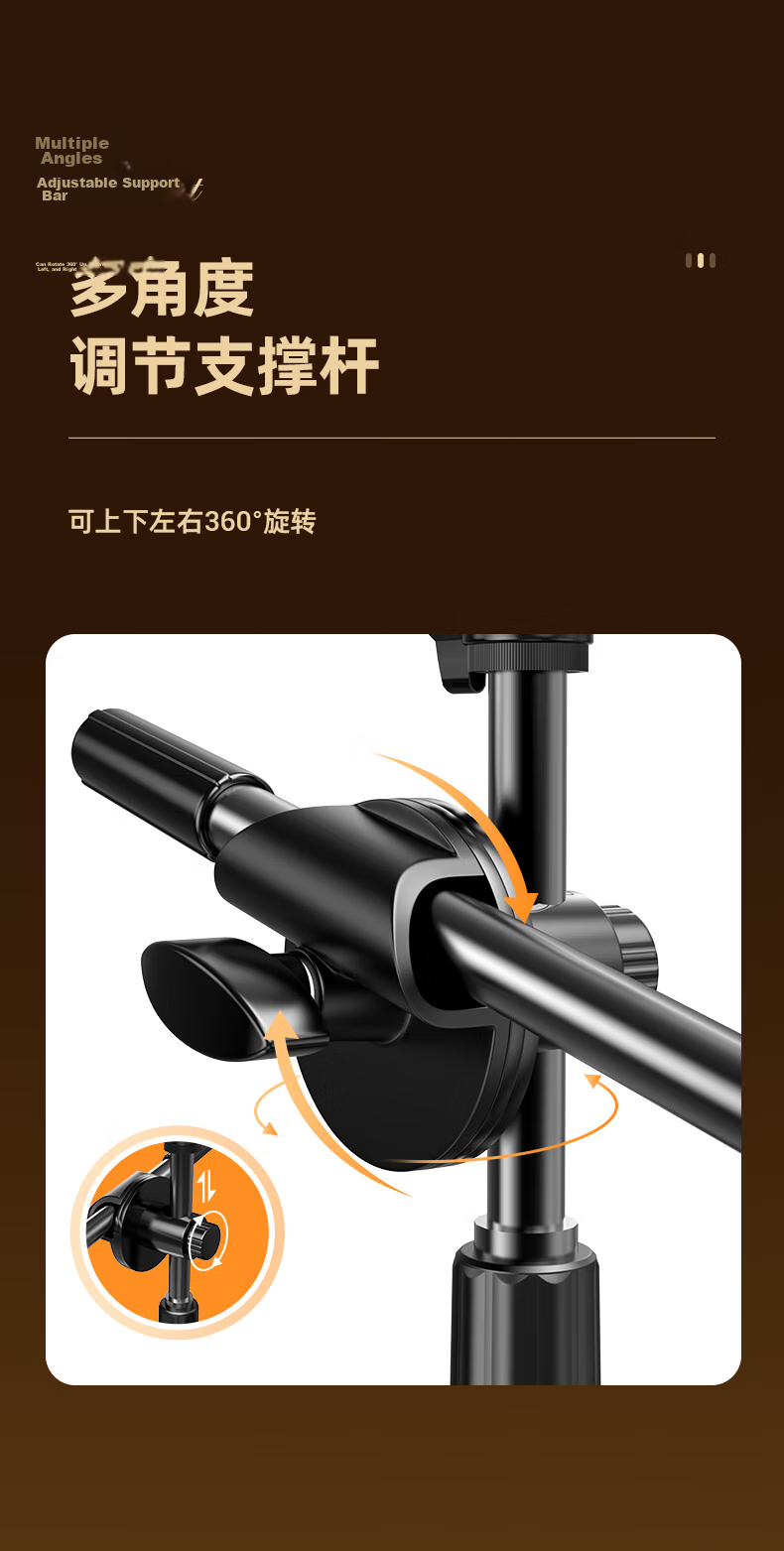 BIAZE Phone Stand, Internet Celebrity Live Streaming Exam Online Class Desktop Lazy Stand, Adjustable for Overhead Shooting And Retractable, Office Student Dormitory TV Binge-Watching Essential B13 Black 6