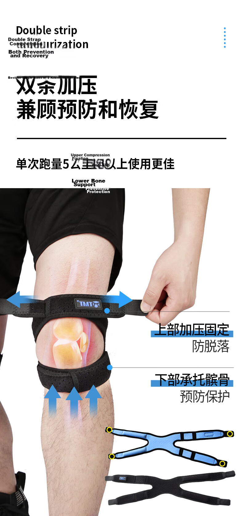 TMT Patellar Strap Knee Brace for Jump Rope, Women's Hiking, Running, Sports, Badminton, Patella Meniscus Support Band, Two-Pack 3