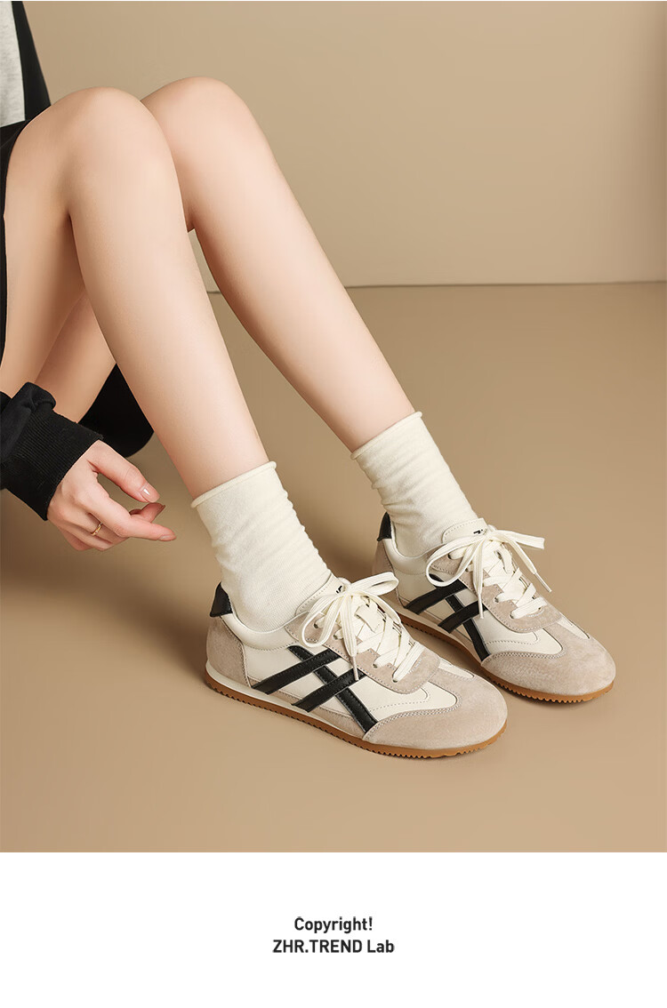 ZHR Mango Head German Shepherd Training Shoes Women Retro Flat Sports Shoes Soft Sole Casual Breathable Women's Shoes BT213 Beige Silver Size 36 17