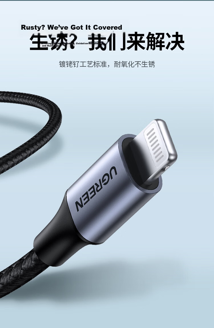 UGREEN [Official MFi Certified] Two-In Charging Cable for Apple 8-17, PD100W Fast Charging Data Cable, Type-C to Lightning, Dual-Use IPhone Cable, 1 Meter 22