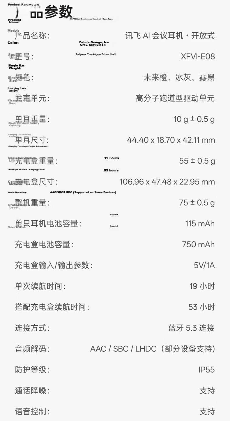 IFLYTEK AI Open Conference Headset Air2 Ice Gray Translation Headset Translation Device Smart Wireless Bluetooth Earphones Over-Ear Long Battery Life Compatible with Apple Huawei Xiaomi 18