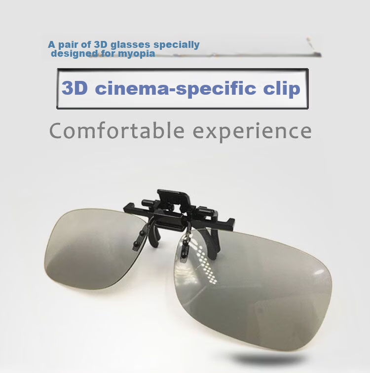 Boshide 3D Polarized Clip-On Glasses for Myopia IMAX Cinema Large Screen Read Clip-On 2