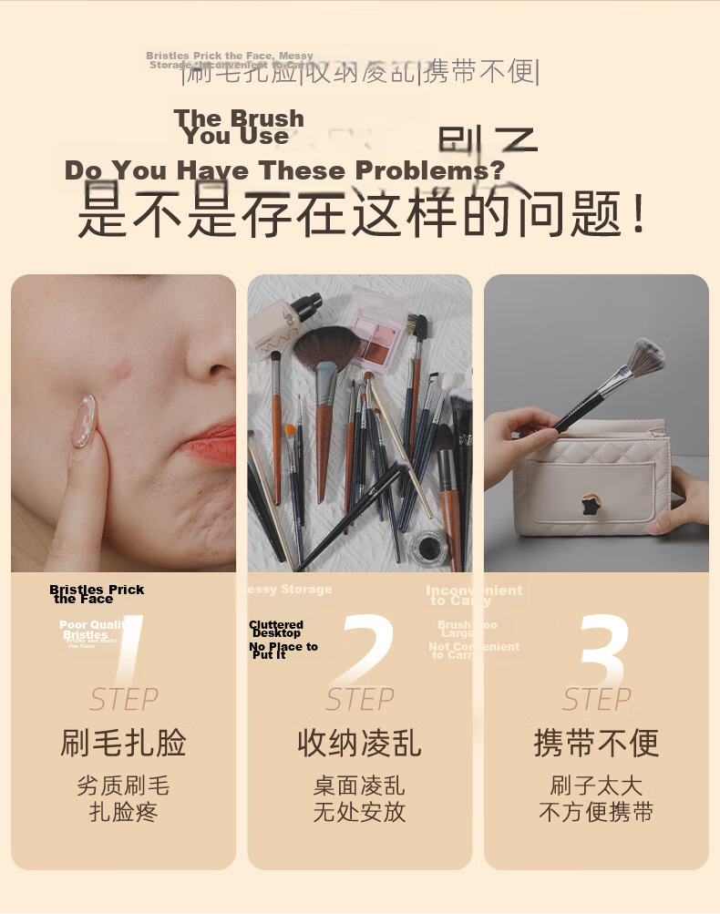 Huayang Portable Brush Set with 5 Multifunctional Brushes for Eyeshadow, Nose Shadow, Blush, And Cosmetics - Perfect for May Day Outings 2