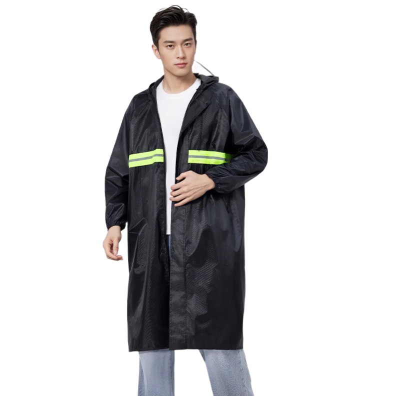 Haosikepu Two-Piece Raincoat Adult Full-Body Anti-Rainstorm Suit Construction Delivery Rider Commuter Reflective Strip Raincoat Gray Black 4XL