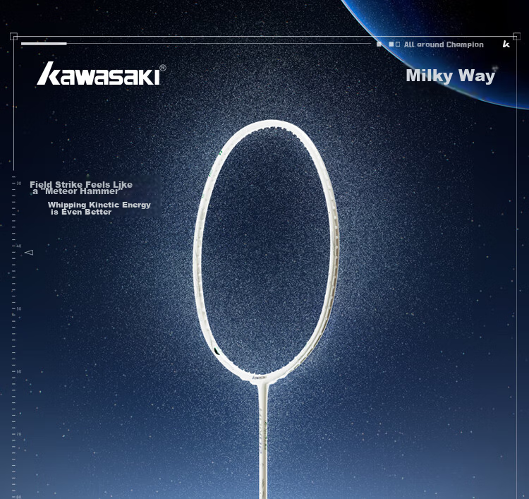 Kawasaki Badminton Racket, Full Carbon Single Racket, Ultra-Light Professional Durable Model, Glory Starry Sky Jingtianlan (Pre-Strung) 1