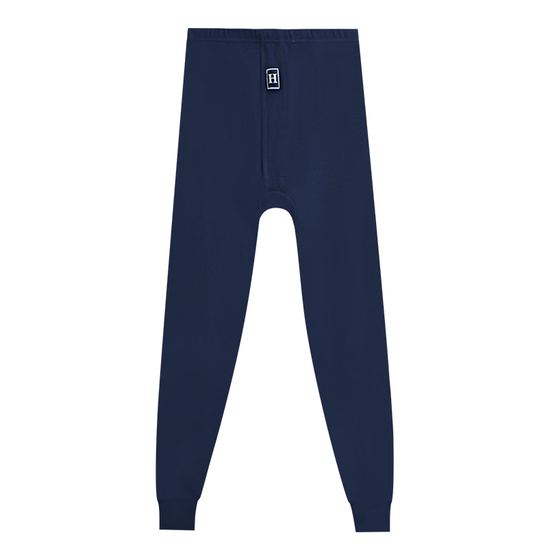 Hodo Men's Pure Cotton Thermal Underwear, Comfortable Soft Elastic Breathable Single Autumn Pants, Navy Blue